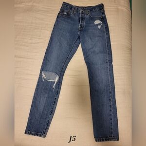 Levi's Distressed Blue Jeans Size 24 Button Fly
